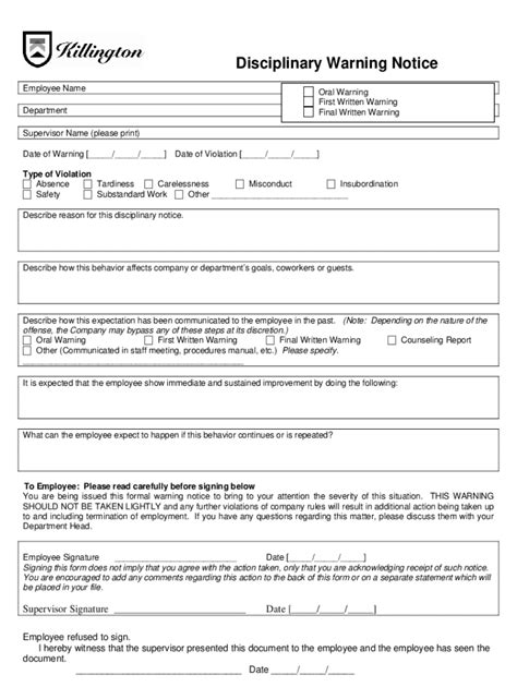 Fillable Online Employee Warning Notice 20 Free Templates And Examples Fax Email Print Pdffiller