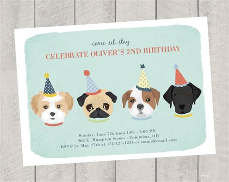 Printable Dog Birthday Party Invitations