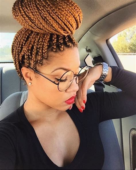 Protective Styles High Bun Box Braids Top Bun Ginger Braids