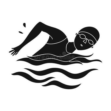 Ic Ne De Natation Silhouette De Noir De Nageur Symbole De Piscine