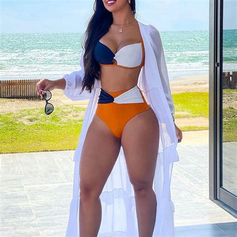 Conjunto De Mai Das Mulheres Sexy Cintura Alta Cor Bump Bikini Thong Bottoms Para As Mulheres