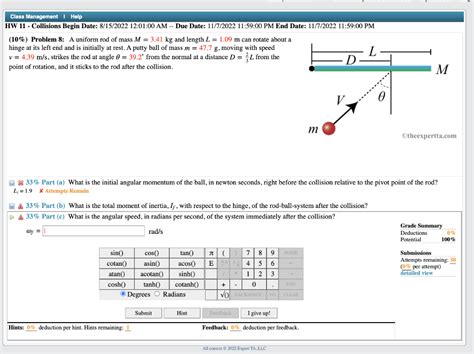 Solved Problem A Uniform Rod Of Mass M Kg And Chegg