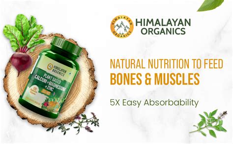 Himalayan Organics Plant Based Calcium Magnesium Zinc Vitamin D3 K2