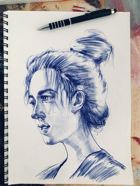 Blue Ballpoint Pen Drawings Behance