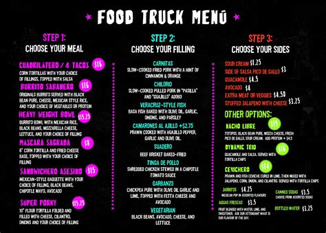 Menu Lucha Libre Food Truck