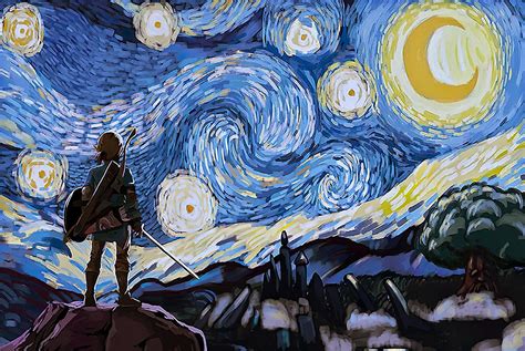 Great The Legend Of Zelda Starry Night Van Gogh Poster