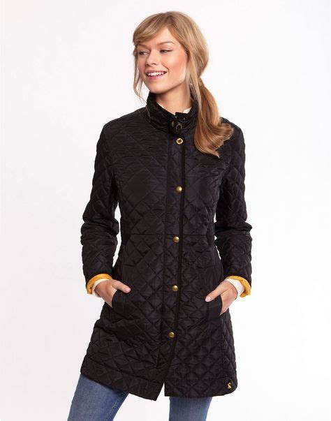 Black Fairhurst Womens Long Length Quilted Coat Joules Us Long Quilted Coat Quilted Jacket