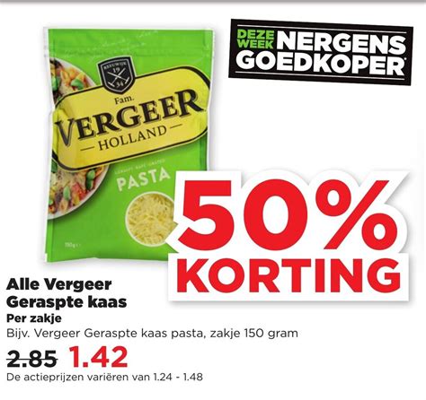 Alle Vergeer Geraspte Kaas Aanbieding Bij PLUS