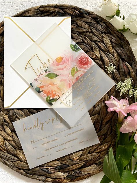 Frosted Acrylic Wedding Invitations Calligraphy Plexiglass Etsy