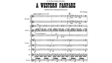 Score Eric Ewazen A Western Fanfare For Brass Choir With