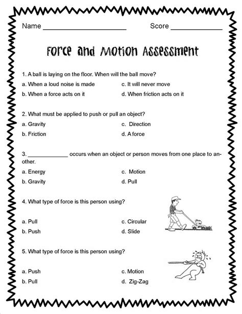 Forces And Motion Worksheet