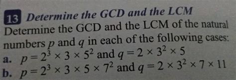 Solved Determine The Gcd And The Lcm Determine The Gcd And The Lcm