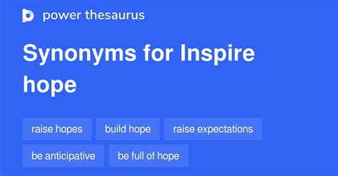 Inspire Hope synonyms - 115 Words and Phrases for Inspire Hope