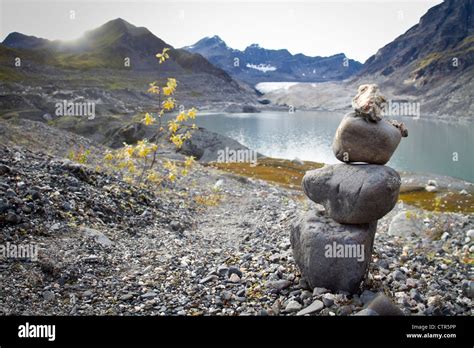 Cairns Along The Backside Glacier Lake Denali National Park And Preserve