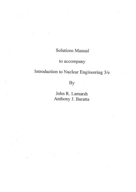 Lamarsh Introduction Nuclear Engineering Solutions Manual