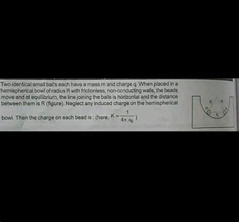 Two Identical Small Bal S Each Have A Mass M And Chargeq When Placed In