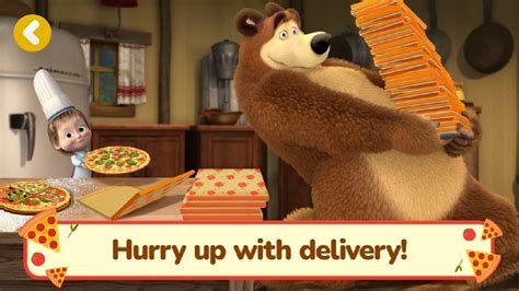 Masha And The Bear Mashas Great Pizza Baking A Mushroom Pizza To The