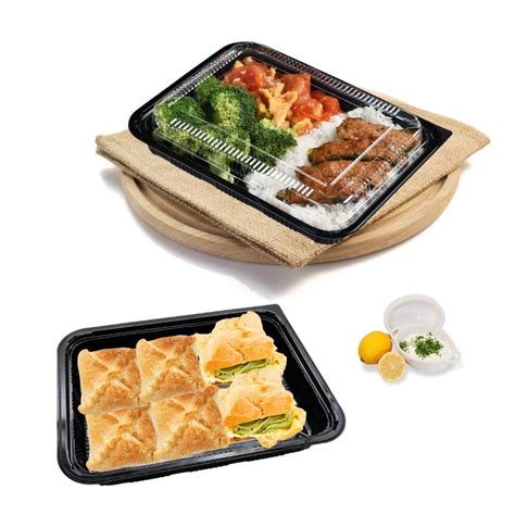 Ml Luxury Take Away Disposable Lunch Box Black Microwavable Food