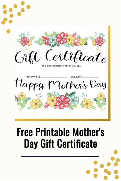 Mothers Day Gift Certificate Printable Printable Templates Free