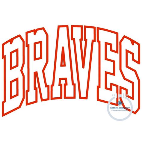 Braves Arched Satin Applique Embroidery Varsity Font Design Etsy