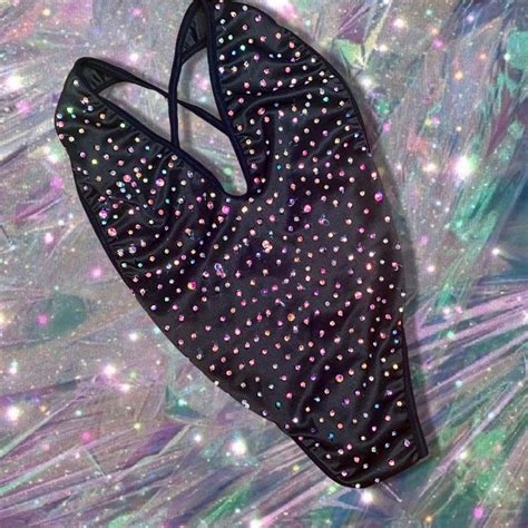 Exotic Dancewear Set Rhinestone Bikini Bedazzled Black One Etsy
