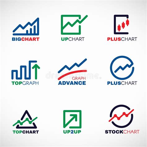 Stock Chart Or Market Business Graph Line Logo Vector Set Design Stock ...