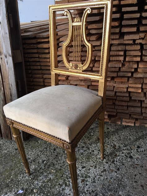 Proantic Chaise Lyre En Bois Dor Poque Xix Me