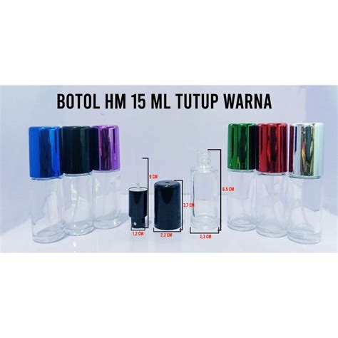 Jual Botol Parfum Spray 15ml Drat Botol HM Tutup Rata Tutup Besar Warna