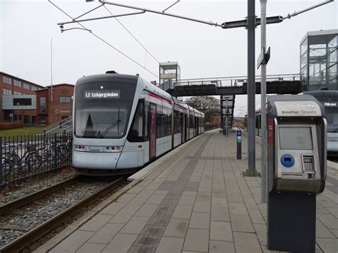 Aarhus Light Rail Line L2 With Low Floor Articulated Tram 1112 1212 At