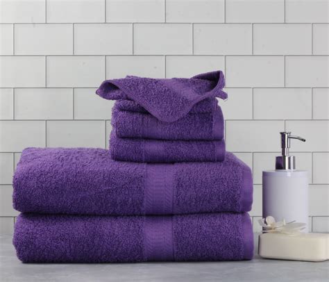 Mainstays Basic 6 Piece Towel Set Purple Walmart Walmart