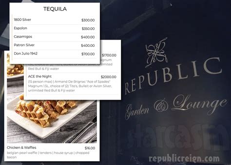 SOUTHERN HOSPITALITY Republic Garden & Lounge food and drink menus ...