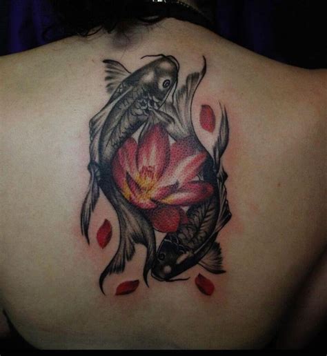 Koi Fish And Cherry Blossom Tree Tattoo