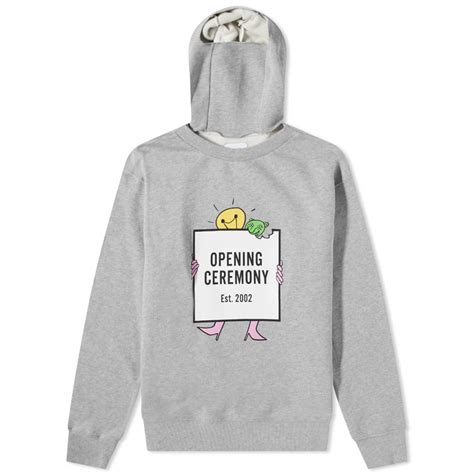 Opening Ceremony Light Bulb Box Logo Popover Hoodie Grey Melange End