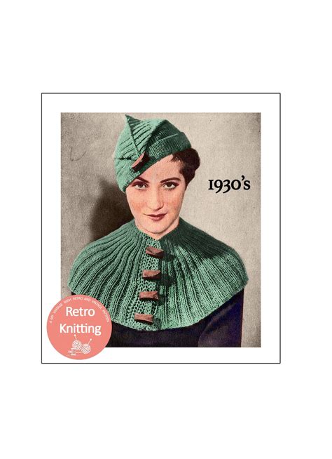 1930's Buttoned Cape and Matching Cap PDF Knitting Pattern - Etsy