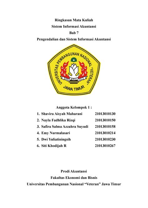 Rmk Sia Kelas A Bab Kelompok Ringkasan Mata Kuliah Sistem