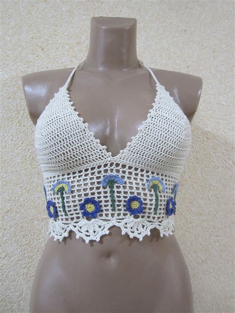 White Crochet Bikini Topcrochet Festival Top Etsy