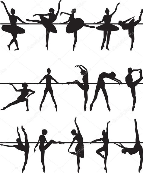 Bailarinas de ballet siluetas vector gráfico vectorial roman4 imagen