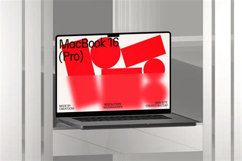 Macbook 16 Pro On Glass Panel Front View | Mockup store | Creatoom