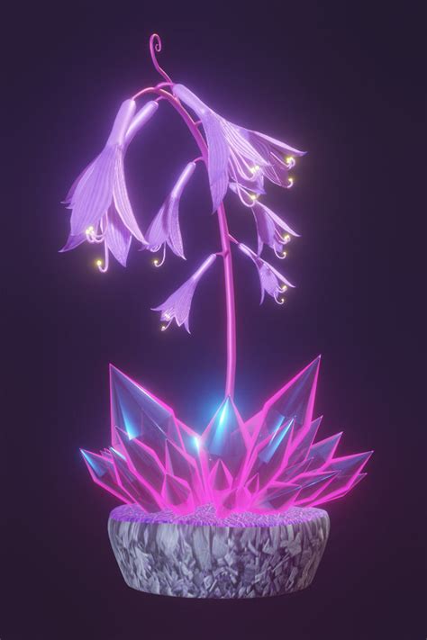 Magical flower 3d model and animation