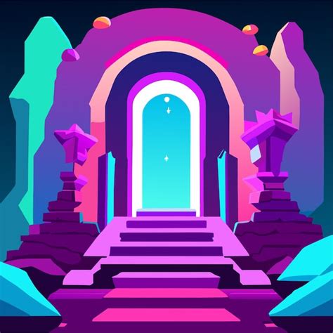 Premium Vector Magic Portals With Neon Light Inside Vector Cartoon