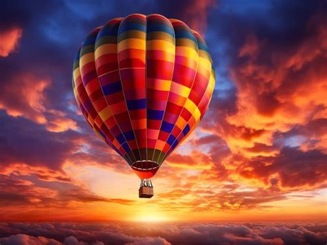 Premium Photo Dreamy Hot Air Balloon Floating In Blue Sky AI Generated