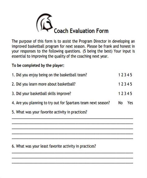 Free 9 Basketball Evaluation Form Samples In Pdf