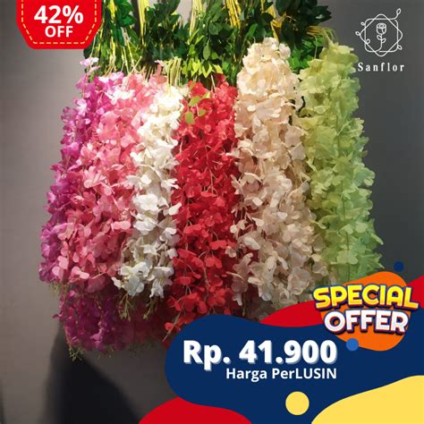 Jual Wisteria Jumbo Bunga Artificial Harga Perlusin Shopee Indonesia