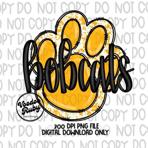 Bobcats Png Design Sublimation Hand Drawn Digital Download Football Png