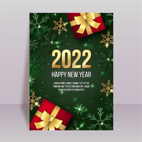 Free Vector Realistic New Year Greeting Card Template