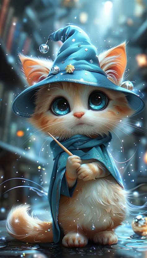 Cute Magician Kitten Wizard Cat Illustration Smartphone Wallpaper ...