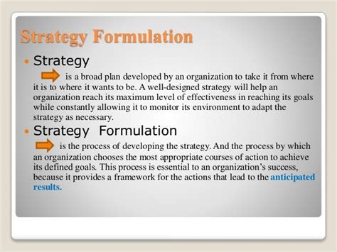 Strategy Formulation