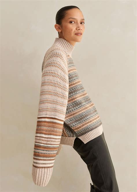 Merino Cashmere Patchwork Fair Isle Sweater Me Em Fair Isle Sweater