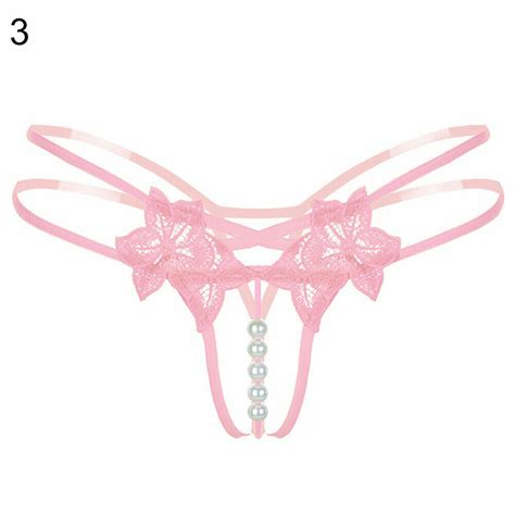 Sexy Women Panties Pearl Lace Thong Lingerie G String Crotchles Underwear Usa Ebay