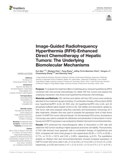 Pdf Image Guided Radiofrequency Hyperthermia Rfh Enhanced Direct